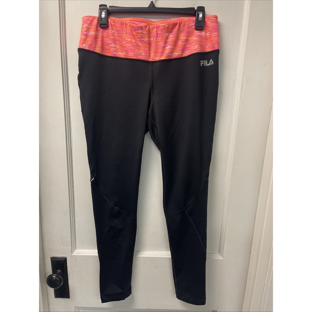 Fila Performance, Running, Leggings, Size, Large, Orange,Pink And Black